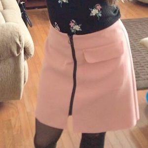 TOP SHOP SIZE TALL US 6 PINK SKIRT WITH BLACK ZIPPER UP THE FRONT